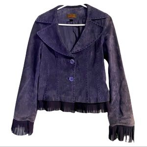 Vintage Danier genuine leather purple dril…